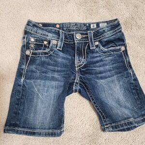 Miss Me Kids‎ Girls Denim Jean Shorts Blue Embellished Pockets Size 8